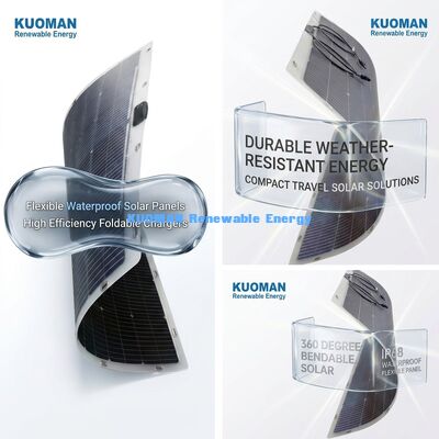 360 Degree Bendable Bifacial Flexible Solar Panel 200W IP68 Waterproof with Carbon Fiber