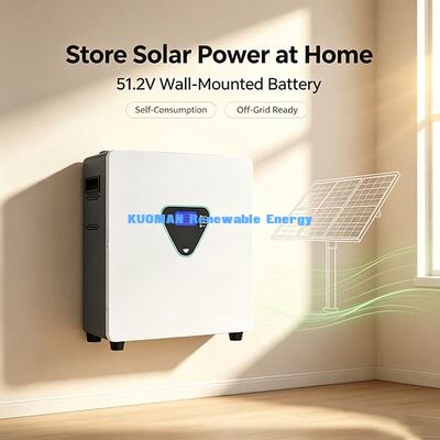 Residential 51.2V 100Ah Wall Lithium Battery 5120Wh, Safe Indoor Install Off-Grid Solar Storage with Smart APP Remote Monitor