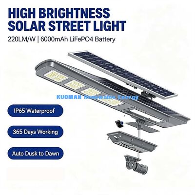 50W Integrated Solar Street Light with UV-Proof Lens, 3000K-6000K CCT Solar Light for Playground