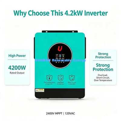 4.2kW Grid Connected Off Grid Hybrid Solar Inverter Wide AC Input 90-280VAC