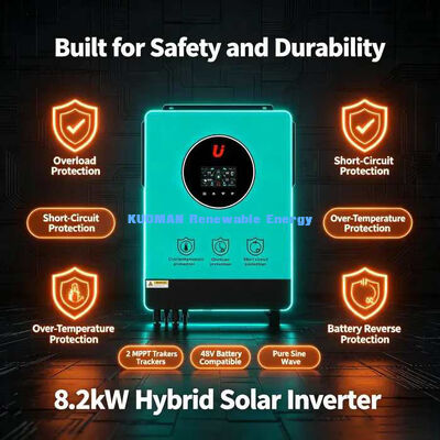 High Efficiency 98% DC to AC 8.2kW Hybrid Solar Inverter Off-Grid Backup Power