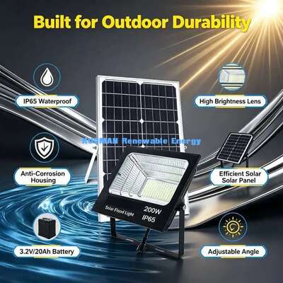 Commercial Grade Solar Flood Light for Villa Courtyard Road Outdoor Lighting