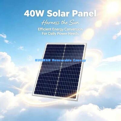 Waterproof 40W Mono Solar Panel Heavy‑Duty Aluminum Frame Backyard Solar Charger