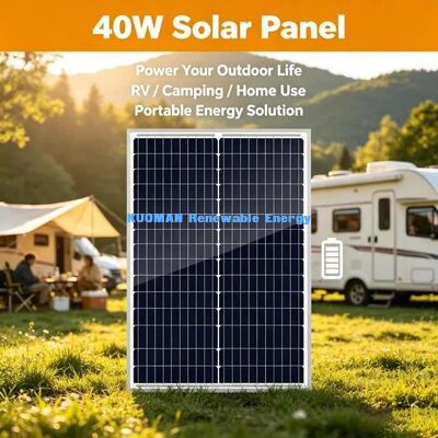 Lightweight 40W Monocrystalline Solar Panel Easy‑Install 12V Off‑Grid Charging Unit
