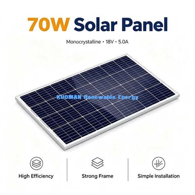 70W Monocrystalline Solar Panel JST‑ESMH‑70W 12V Off‑Grid PV Module For RV Camping Home Backup Power
