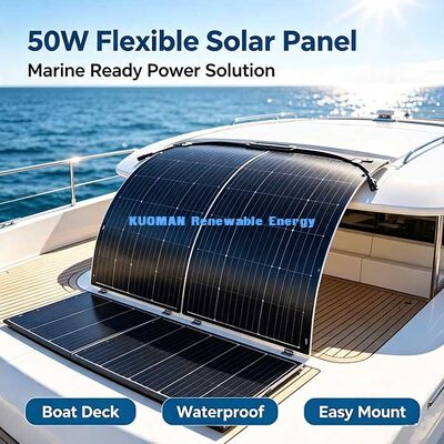 50W High Conversion Flexible Solar Panel, 360° Bend‑Resistant Solar Charger for Curved Surfaces & Off‑Grid Living