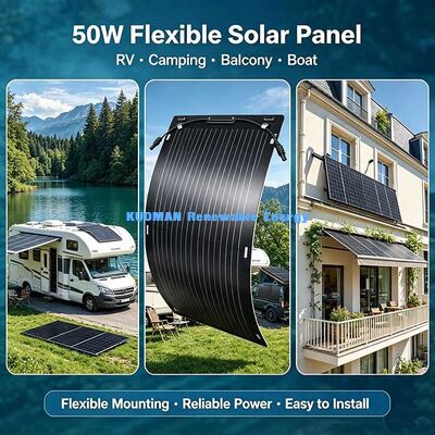 50W High Conversion Flexible Solar Panel, 360° Bend‑Resistant Solar Charger for Curved Surfaces & Off‑Grid Living