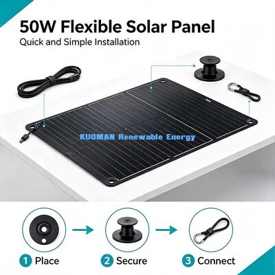 50W Off‑Grid Flexible Solar Panel, Foldable Monocrystalline Solar Charger for Campers, Yacht Owners & Homeowners