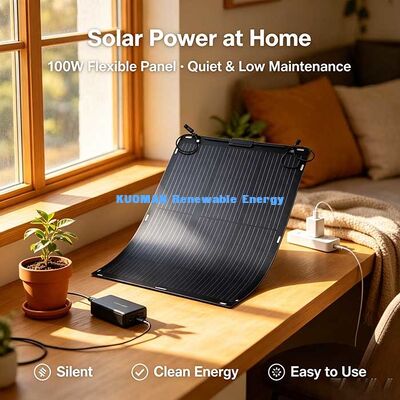 100W Flexible Solar Panel, 19.4V Bendable Carbon‑Fiber Solar Panel for RV Boat Yacht Off‑Grid Power