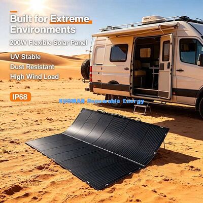 200W Curved‑Surface Flexible Solar Panel, Reliable Off‑Grid Solar Power for RVs, Boats, Balconies & Emergency Supply