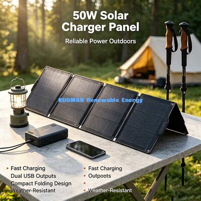 Portable 50 W Folding Solar Charger Panel, Multi‑Output Power for Power Station & Phone