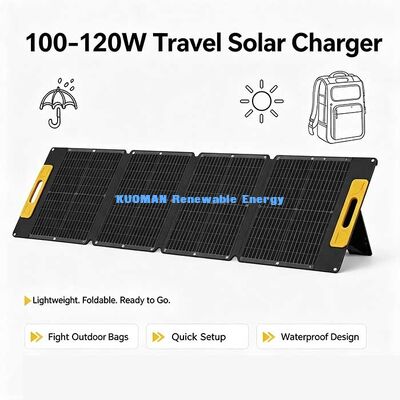 120W Light‑Weight Folding Solar Panel, Splash‑Proof Off‑Grid Solar Charger for Van‑Life & Beach Trips