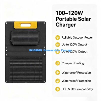 120W Compact Foldable Solar Charger, Waterproof Monocrystalline Solar Panel for Camping & Outdoor Power