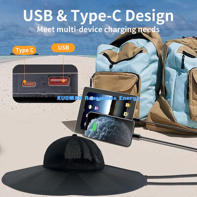 Folding Portable Rechargeable Solar Cap Black EMC CE Certificate