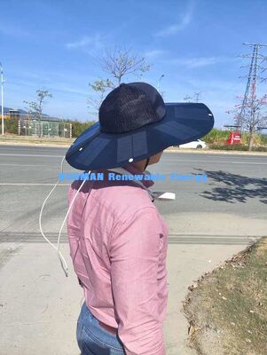 Folding Portable Rechargeable Solar Cap Black EMC CE Certificate