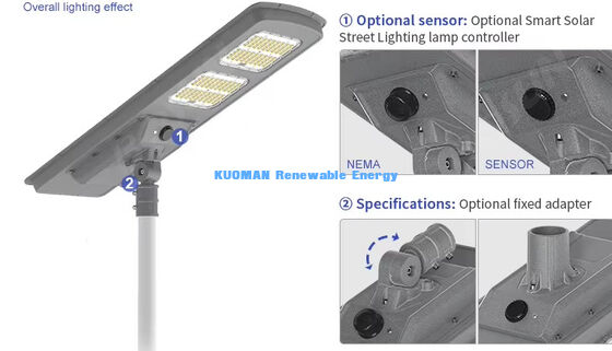 All In One LED Solar Street Light 220lm/W IP65 Waterproof with 2-3 Rainy Days Backup for Road and Garden Lighting