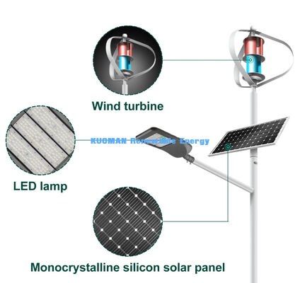 100W-200W Wind-Solar Hybrid Street Light with IP65 Waterproof and 12hrs*365days Working Time for Off-Grid Roads