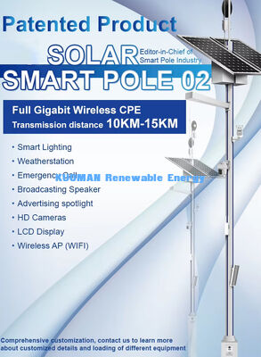 Smart Solar Street Light Pole with LCD Display Remote Control and 50000hs Life Span