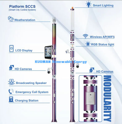 Smart System Control LED Secreen Outdoor Lighting Pole Smart Remote Lights Pole