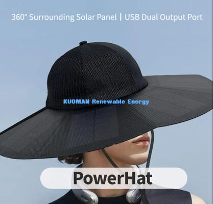 Foldable Portable Solar Charging Cap with 22% Efficiency and 13W Max Power for Camping