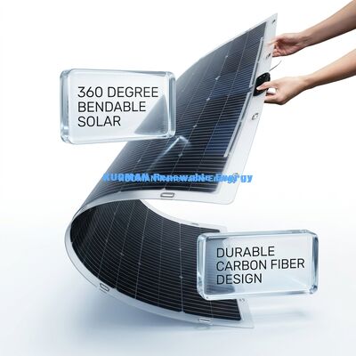 360 Degree Bendable Bifacial Flexible Solar Panel 200W IP68 Waterproof with Carbon Fiber