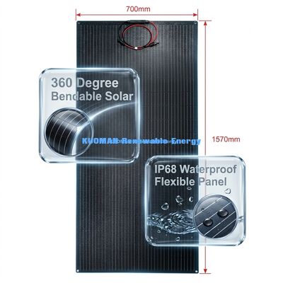 200W IP68 Waterproof 360° Bendable Flexible Solar Panel for Renewable Energy