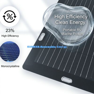 50W Monocrystalline Flexible Solar Panel with Easy Peel-and-Stick Adhesive Backing for Backpacks and 12V Batteries