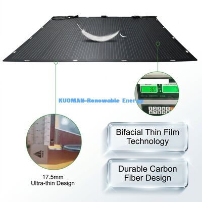 IP67 Waterproof 200W Power Output 360° Bendable Flexible Bifacial Solar Panel for RV Home and Travel