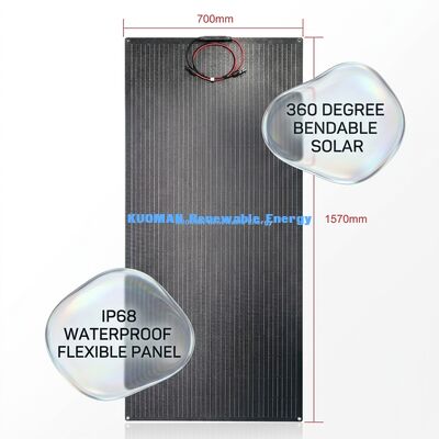 200W Monocrystalline Silicon Flexible Solar Panel with IP67 Waterproof Carbon Fiber Design