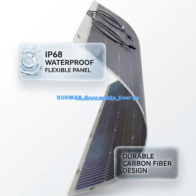 IP67 Waterproof 200W Power Output 360° Bendable Flexible Bifacial Solar Panel for RV Home and Travel