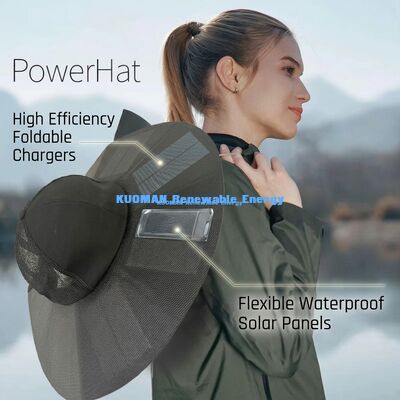Foldable Portable Solar Charging Cap with 22% Efficiency and 13W Max Power for Camping