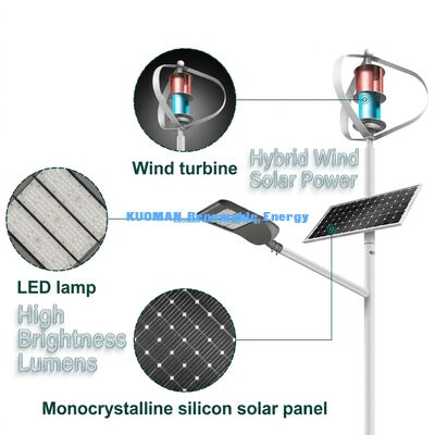 100W-200W Wind-Solar Hybrid Street Light with IP65 Waterproof and 12hrs*365days Working Time for Off-Grid Roads