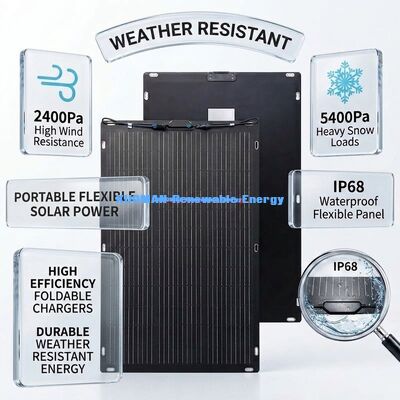 200W IP67 360 Degree Bendable Flexible Solar Panel for RV and Home Travel Bifacial Solar Panel