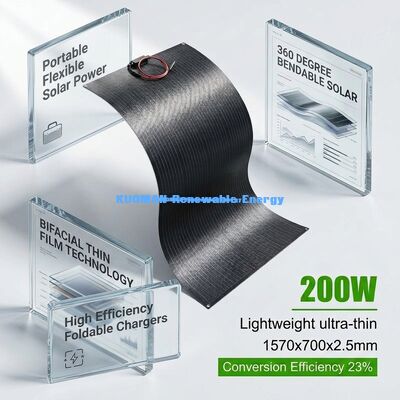 Durable 200W Flexible Solar Panel IP65 Waterproof 360 Degree Bendable for Off Grid Living