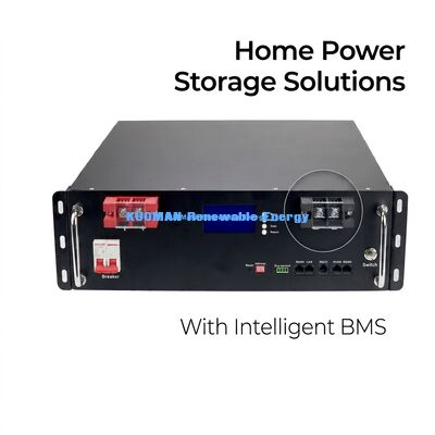 KM 48V 100Ah LiFePO4 Battery Rack Module with 8000 Deep Cycles, 51.2V Nominal Voltage and 100Ah Capacity