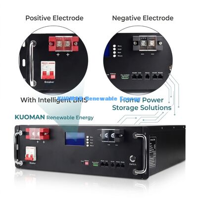 KM 48V 100Ah LiFePO4 Battery Rack Module with 8000 Deep Cycles, 51.2V Nominal Voltage and 100Ah Capacity
