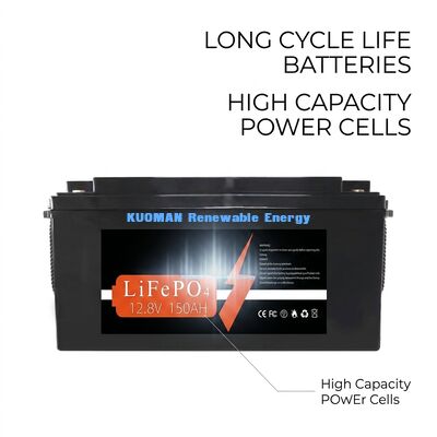 KM Battery 1920Wh 12V 150Ah Lithium Battery Deep Cycle with 8000 Cycles for Energy Storage and RV/Forklift/Golf Cart/Yacht Power