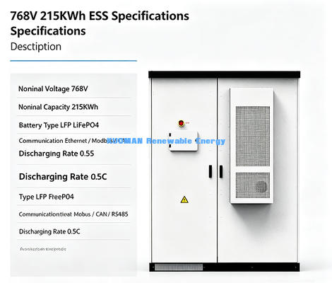 768V 215kWh Microgrid Energy Storage System | Robust Outdoor Cabinet LiFePO4 Battery ESS