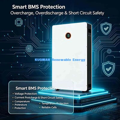 Overcharge Short Circuit Protected 51.2V 200Ah Wall Lithium Battery Home Solar Backup Power Storage