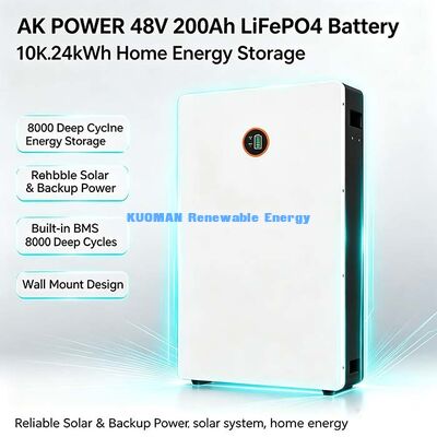 48V 200Ah LiFePO4 Powerwall with CAN Bluetooth Communication Home Solar Storage Battery UL RoHS Approved