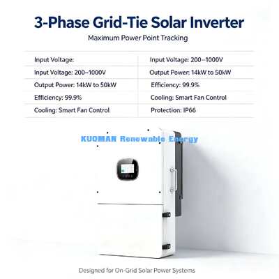 IP65 Waterproof 3 Phase Off Grid Solar Inverter 99.9% MPPT Efficiency Parallel Up To 9 Units