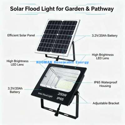 Large Irradiation Area Solar Panel Flood Light Fast Solar Charging Efficiency