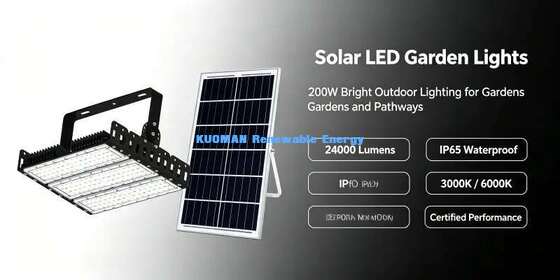 Multi-Angle Mount 200W Solar LED Flood Light IP65 Dustproof Waterproof Large Area Outdoor Lighting