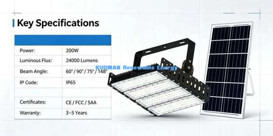 200W Energy Saving Solar LED Flood Light 120lm/W High Brightness Park Stadium Solar Flood Lamp