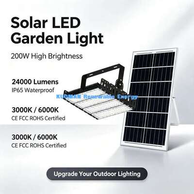 Cold & Heat Resistant 200W Solar LED Flood Light -40℃~55℃ IP65 Outdoor Construction Site Light