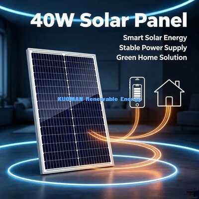 40W Tempered‑Glass Monocrystalline Solar Panel For Greenhouse & Remote Hut Power