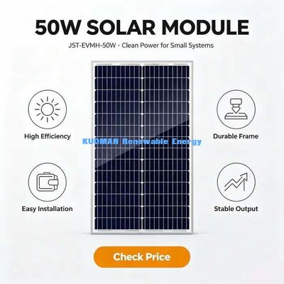 High Yield 50W Monocrystalline Solar Module 0~+4.99W Positive Power Tolerance