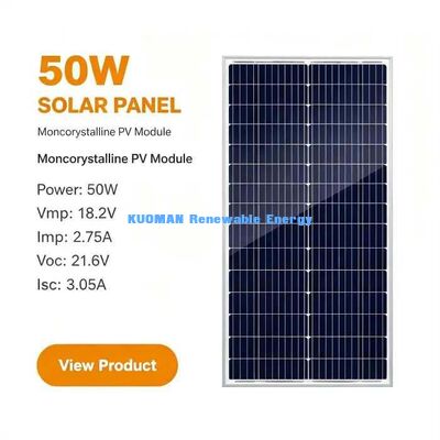 Premium 182mm 28‑Cell 50W Solar Panel DIY Home Balcony Off‑Grid Solar Kit Part