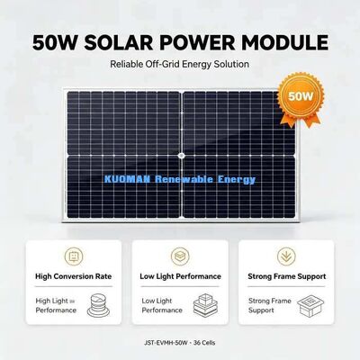 Durable 50W Monocrystalline Solar Panel Wind Snow Resistant Aluminium Alloy Frame