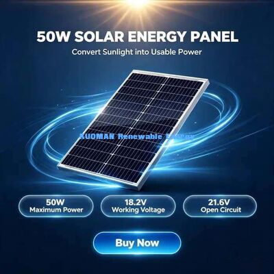 Portable 50‑Watt Monocrystalline Solar Panel Custom‑Length Cable MC4 Solar Plug